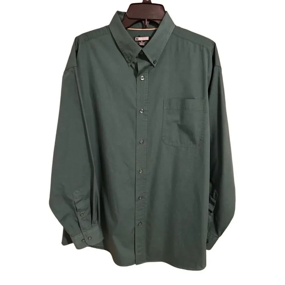 Edward’s Green Button Down Long Sleeve Casual Dress Shirt Men’s Size XL